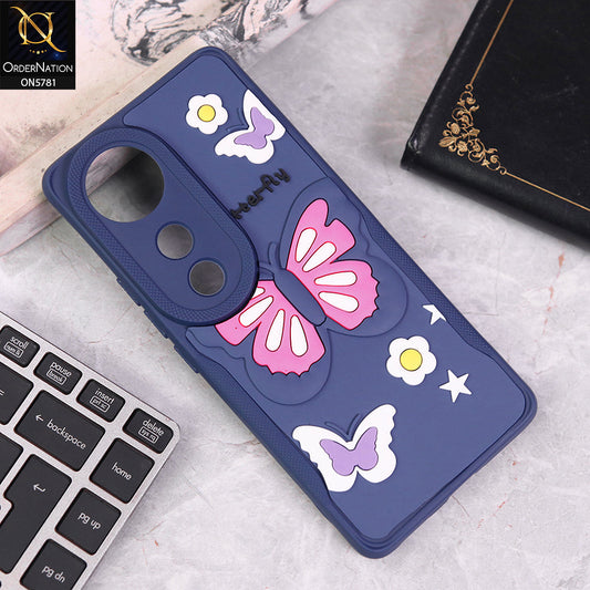 Vivo S19 Cover - Blue - 3D Butterfly Soft Case With Camera Protection Case