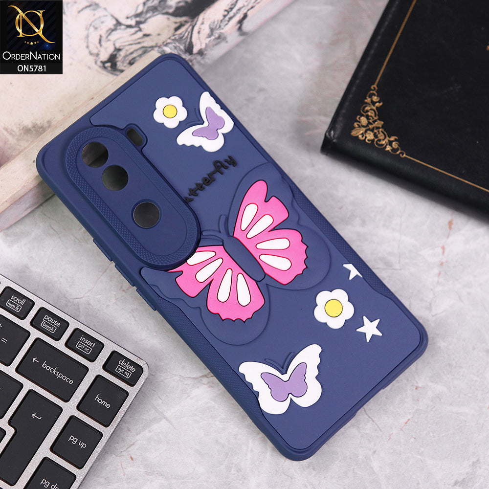Vivo iQOO Z9s Cover - Blue - 3D Butterfly Soft Case With Camera Protection Case