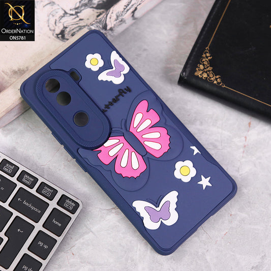 Vivo iQOO Z9s Cover - Blue - 3D Butterfly Soft Case With Camera Protection Case