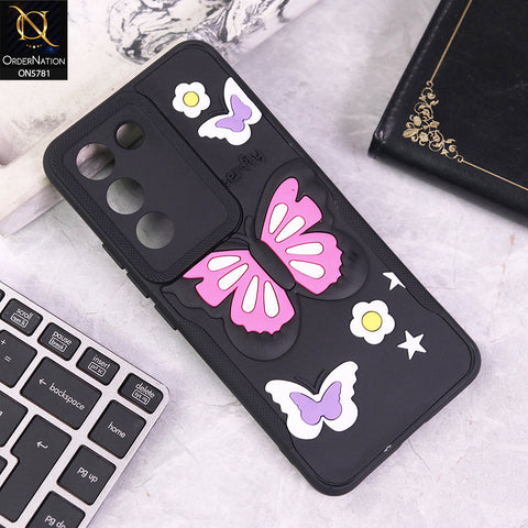 Vivo V30 Lite 4G Cover - Black - 3D Butterfly Soft Case With Camera Protection Case