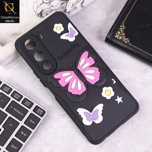 Vivo Y29s Cover - Black - 3D Butterfly Soft Case With Camera Protection Case
