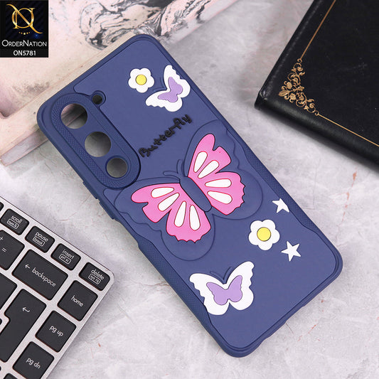 Vivo Y29s Cover - Blue - 3D Butterfly Soft Case With Camera Protection Case