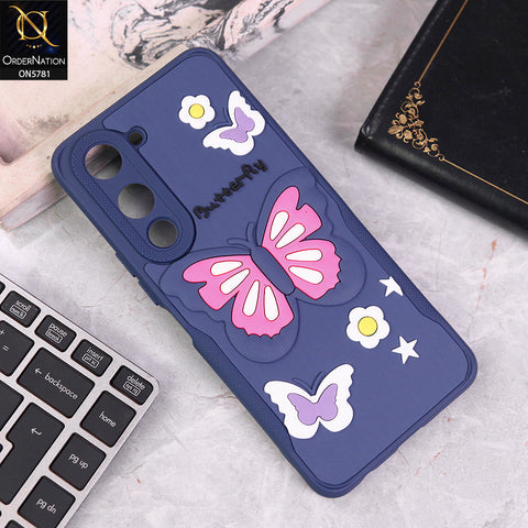 Vivo Y29s Cover - Blue - 3D Butterfly Soft Case With Camera Protection Case