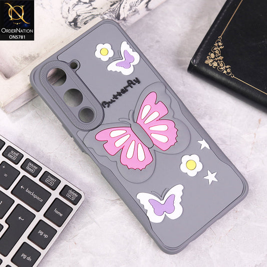 Vivo Y29s Cover - Gray - 3D Butterfly Soft Case With Camera Protection Case