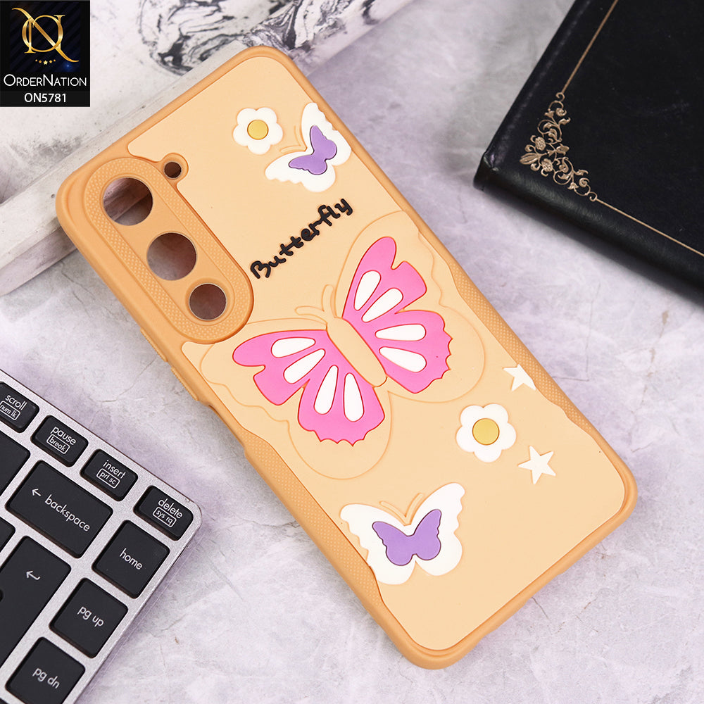 Vivo Y29s Cover - Yellow - 3D Butterfly Soft Case With Camera Protection Case
