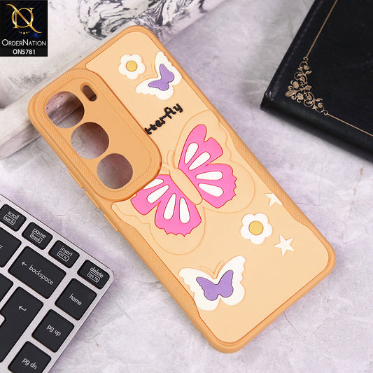 Vivo Y200 (2025) Cover - Yellow - 3D Butterfly Soft Case With Camera Protection Case