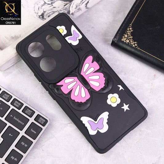 Infinix Zero 30 4G Cover - Black - 3D Butterfly Soft Case With Camera Protection Case