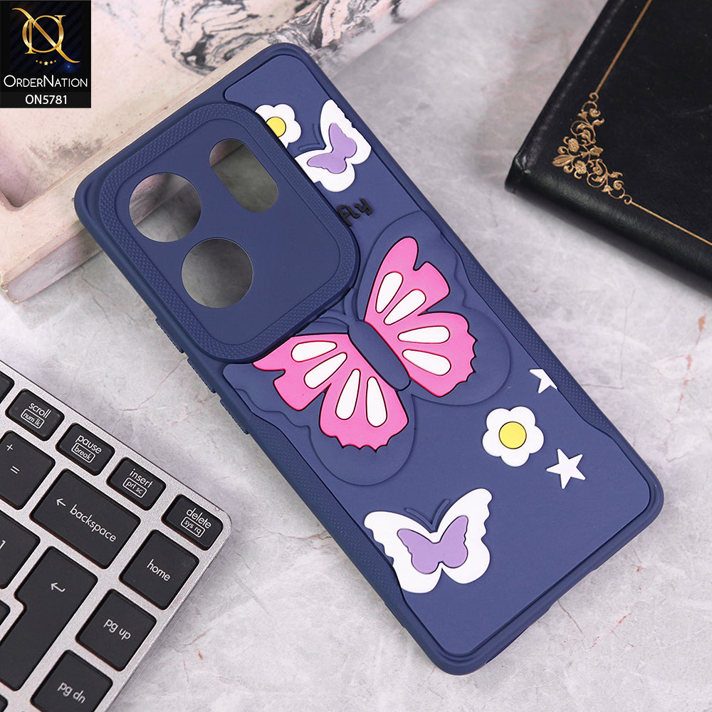 Infinix Zero 30 4G Cover - Blue - 3D Butterfly Soft Case With Camera Protection Case
