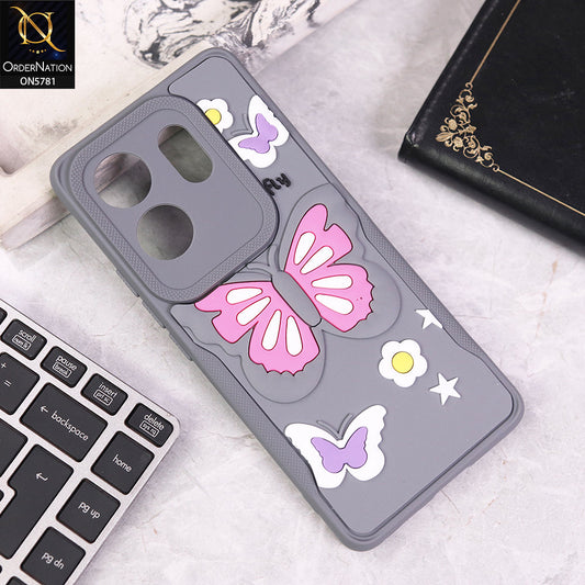 Infinix Zero 30 4G Cover - Gray - 3D Butterfly Soft Case With Camera Protection Case