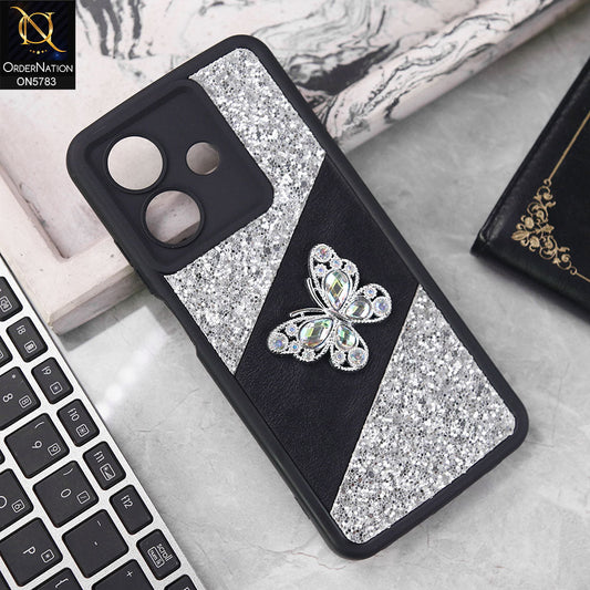 Oppo A40 Cover - Silver -  New Luxurious 3D Bling RhineStone Gliter Case