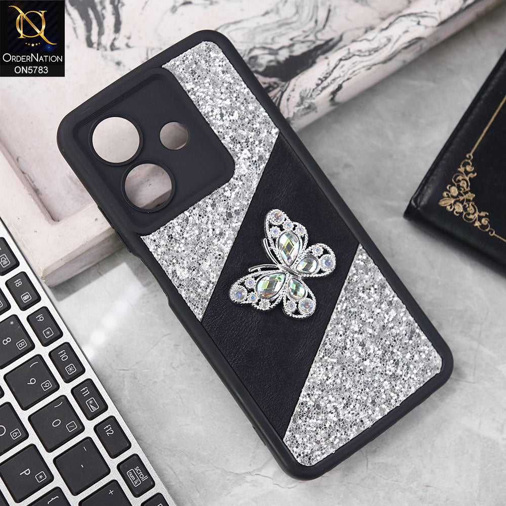Oppo A3x 4G Cover - Silver -  New Luxurious 3D Bling RhineStone Gliter Case