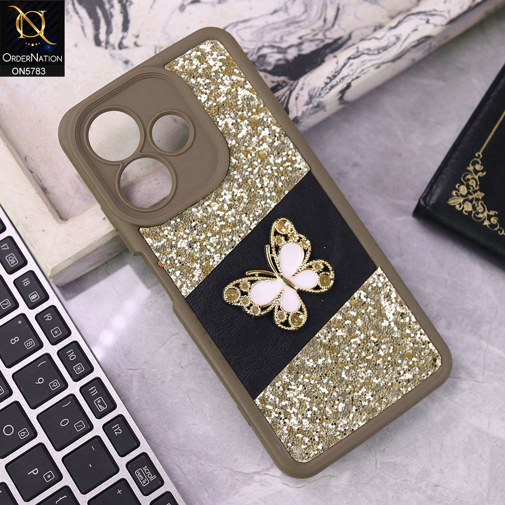 Oppo A5 Pro 5G Cover - Brown -  New Luxurious 3D Bling RhineStone Gliter Case