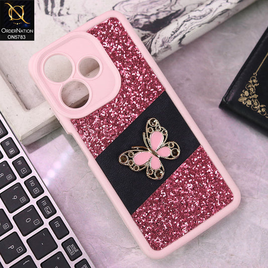 Oppo A5 Pro 5G Cover - Pink -  New Luxurious 3D Bling RhineStone Gliter Case