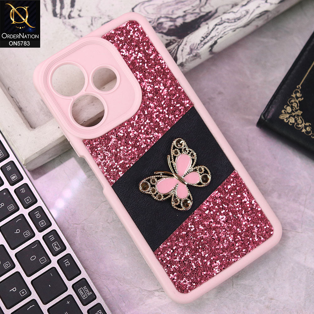 Oppo A5 Pro 4G Cover - Pink -  New Luxurious 3D Bling RhineStone Gliter Case