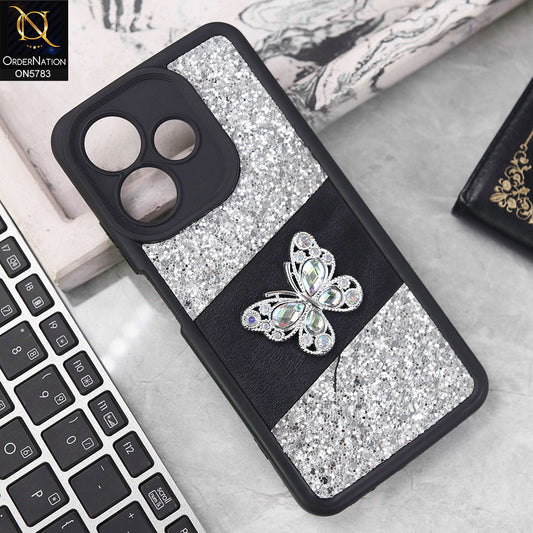 Oppo A5 Pro 4G Cover - Silver -  New Luxurious 3D Bling RhineStone Gliter Case