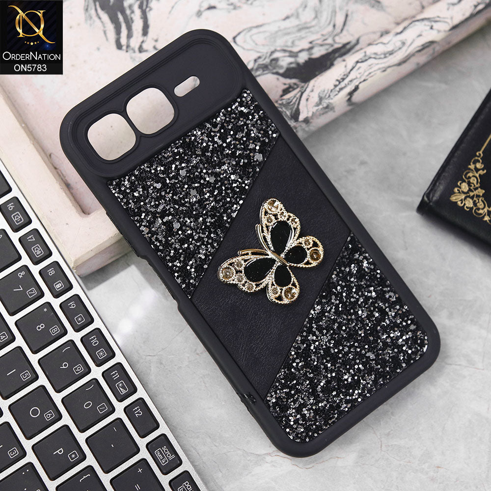 Infinix Smart 10 Plus Cover - Black -  New Luxurious 3D Bling RhineStone Gliter Case