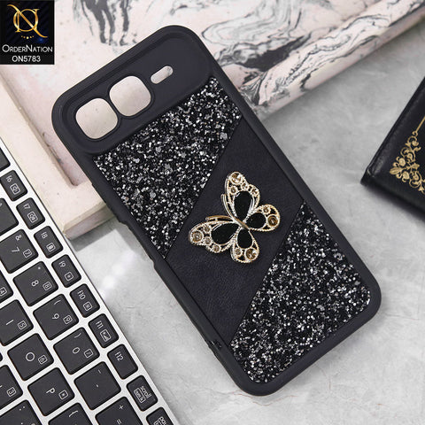 Infinix Smart 10 Plus Cover - Black -  New Luxurious 3D Bling RhineStone Gliter Case