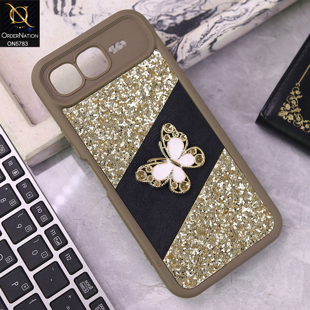 Infinix Smart 10 Plus Cover - Brown -  New Luxurious 3D Bling RhineStone Gliter Case
