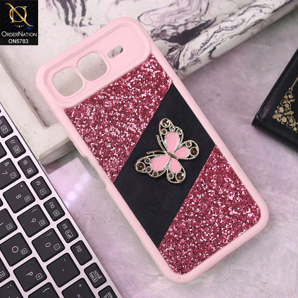 Infinix Smart 10 Plus Cover - Pink -  New Luxurious 3D Bling RhineStone Gliter Case