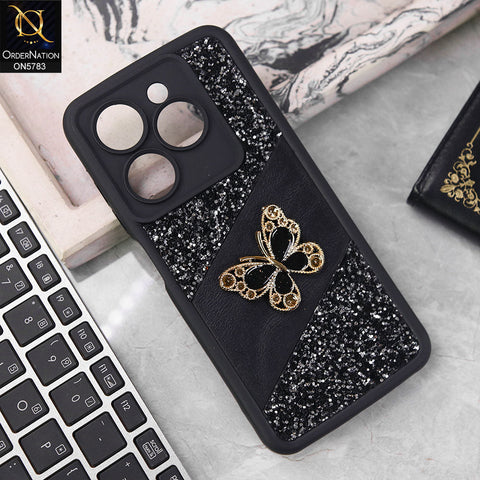 Tecno Spark 20 Cover - Black -  New Luxurious 3D Bling RhineStone Gliter Case