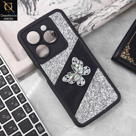 IInfinix Smart 8 Pro Cover - Silver -  New Luxurious 3D Bling RhineStone Gliter Case