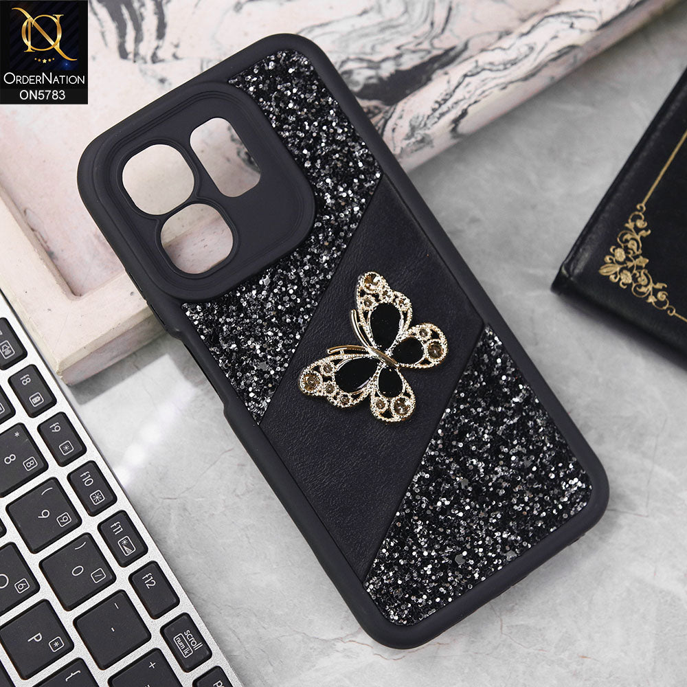 Infinix Smart 9 Cover - Black -  New Luxurious 3D Bling RhineStone Gliter Case