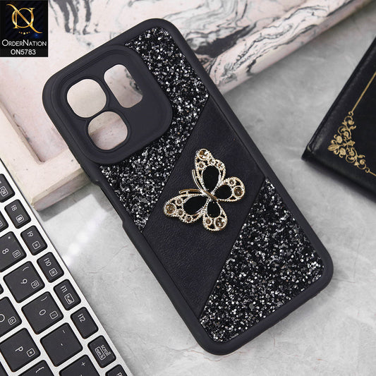 Infinix Smart 9 Cover - Black -  New Luxurious 3D Bling RhineStone Gliter Case
