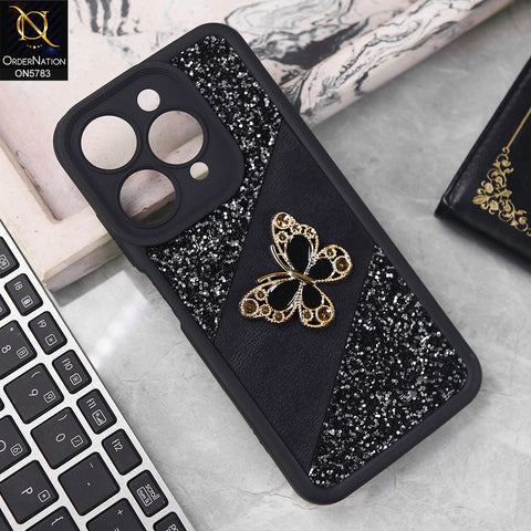 Tecno Spark 10C Cover - Black -  New Luxurious 3D Bling RhineStone Gliter Case