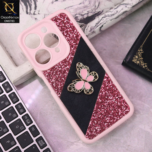 Tecno Spark 10 Cover - Pink -  New Luxurious 3D Bling RhineStone Gliter Case