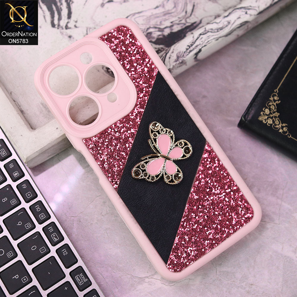 Tecno Spark 10C Cover - Pink -  New Luxurious 3D Bling RhineStone Gliter Case