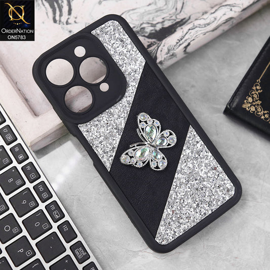 Tecno Spark 10 Cover - Silver -  New Luxurious 3D Bling RhineStone Gliter Case