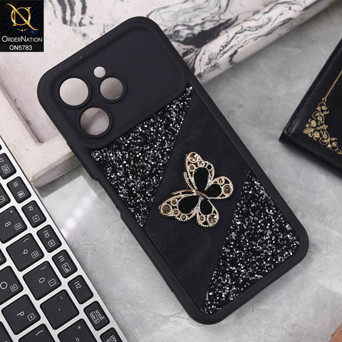 Tecno Spark 40 Cover - Black -  New Luxurious 3D Bling RhineStone Gliter Case