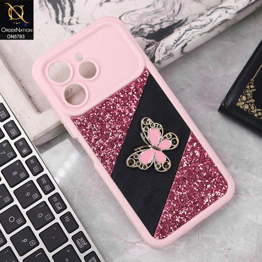 Tecno Spark 40 Cover - Pink -  New Luxurious 3D Bling RhineStone Gliter Case