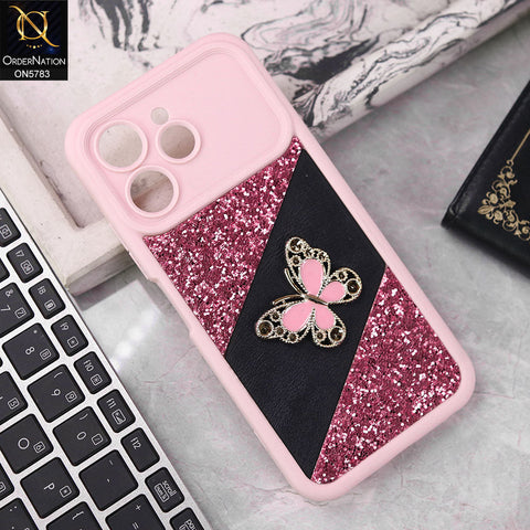 Tecno Spark 40 Cover - Pink -  New Luxurious 3D Bling RhineStone Gliter Case