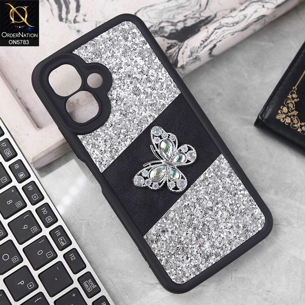 Tecno Pop 10 Cover - Silver -  New Luxurious 3D Bling RhineStone Gliter Case