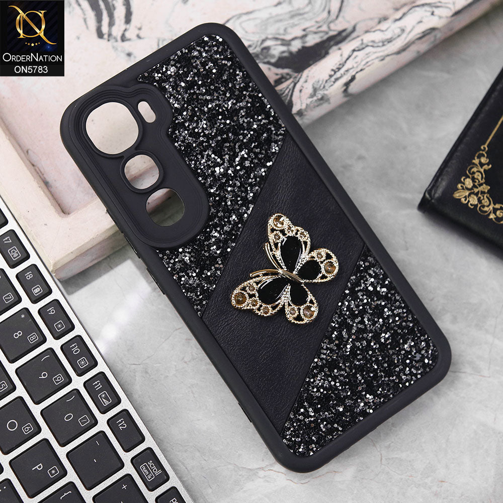 Vivo Y400 4G Cover - Black -  New Luxurious 3D Bling RhineStone Gliter Case