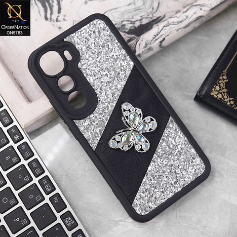 Vivo Y400 4G Cover - Silver -  New Luxurious 3D Bling RhineStone Gliter Case