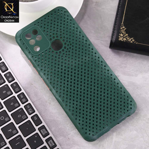 Xiaomi Redmi 9 Cover - Dark Green -  Cooling Breathing Mesh Soft Rubber Feel Phone Case