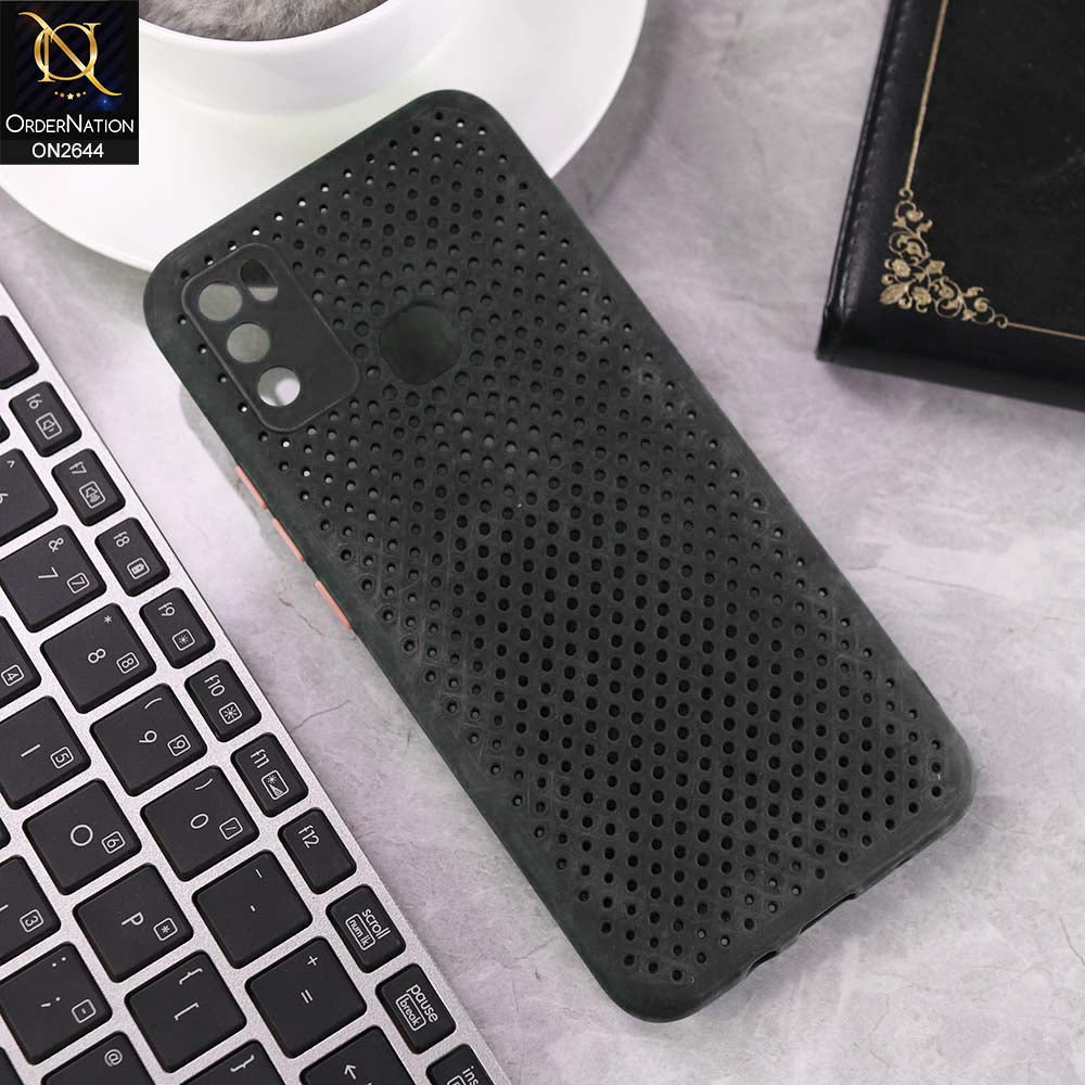 Infinix Hot 9 Play Cover - Black -  Cooling Breathing Mesh Soft Rubber Feel Phone Case