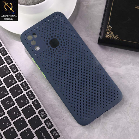 Infinix Hot 9 Play Cover - Blue -  Cooling Breathing Mesh Soft Rubber Feel Phone Case
