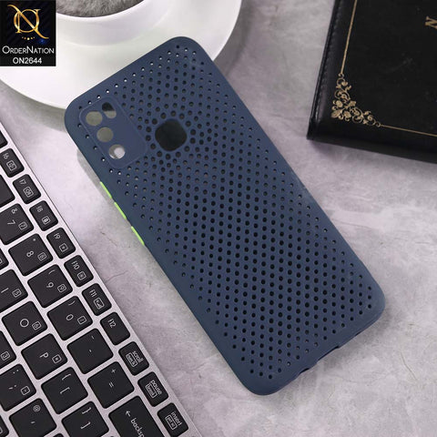 Infinix Hot 9 Play Cover - Blue -  Cooling Breathing Mesh Soft Rubber Feel Phone Case
