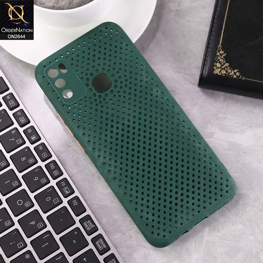 Infinix Hot 9 Play Cover - Dark Green -  Cooling Breathing Mesh Soft Rubber Feel Phone Case