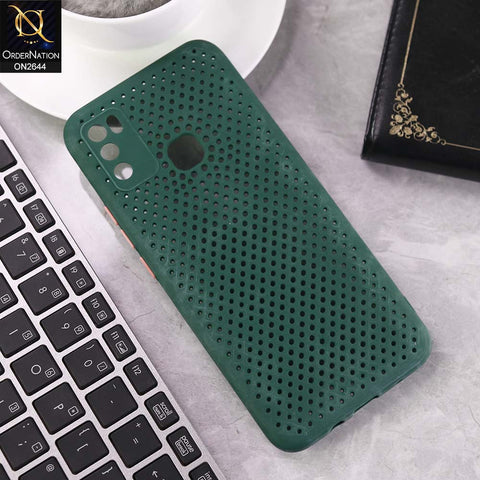 Infinix Hot 9 Play Cover - Dark Green -  Cooling Breathing Mesh Soft Rubber Feel Phone Case