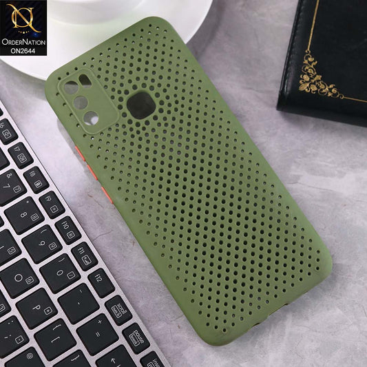 Infinix Hot 9 Play Cover - Light Green -  Cooling Breathing Mesh Soft Rubber Feel Phone Case