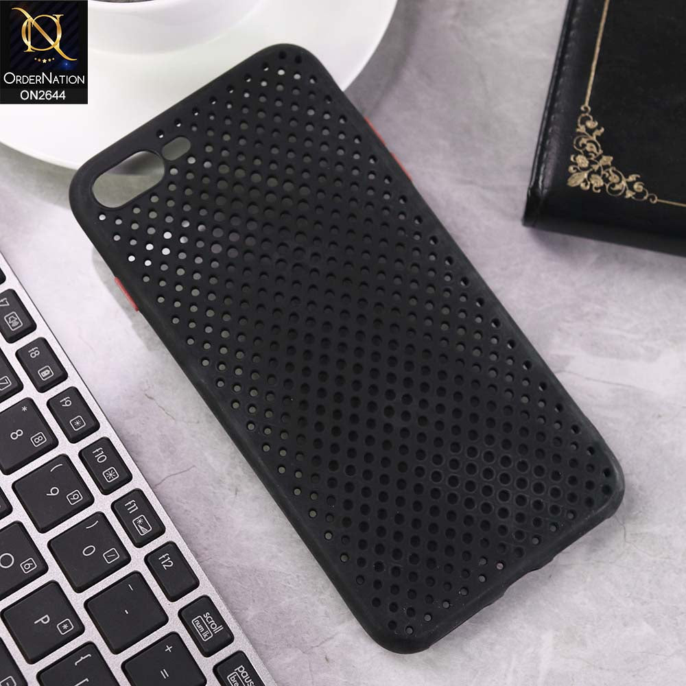 iPhone 8 Plus / 7 Plus Cover - Black -  Cooling Breathing Mesh Soft Rubber Feel Phone Case