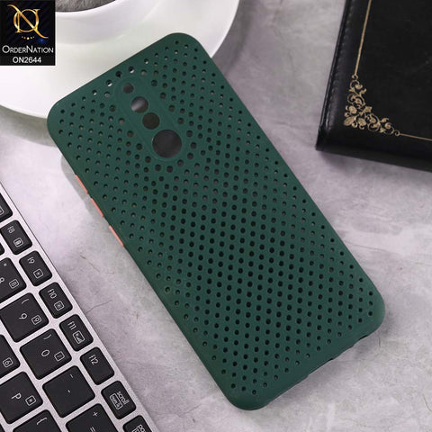Xiaomi Redmi 8 Cover - Dark Green -  Cooling Breathing Mesh Soft Rubber Feel Phone Case