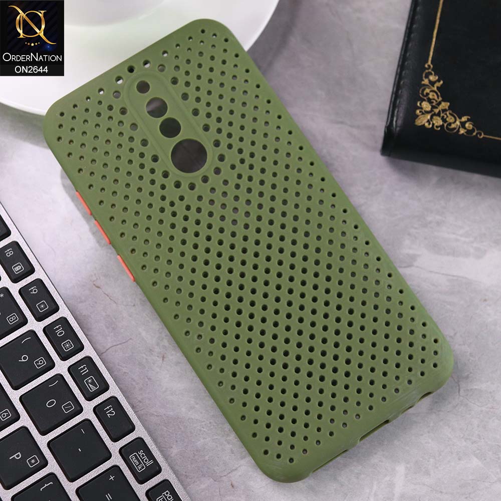 Xiaomi Redmi 8 Cover - Light Green -  Cooling Breathing Mesh Soft Rubber Feel Phone Case