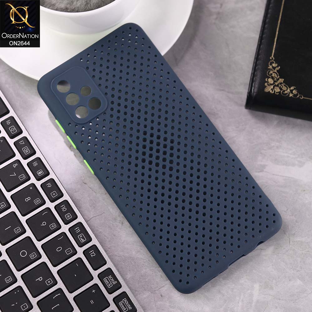 Samsung Galaxy A71  Cover - Blue -  Cooling Breathing Mesh Soft Rubber Feel Phone Case