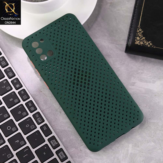 Samsung Galaxy A71 Cover - Dark Green -  Cooling Breathing Mesh Soft Rubber Feel Phone Case