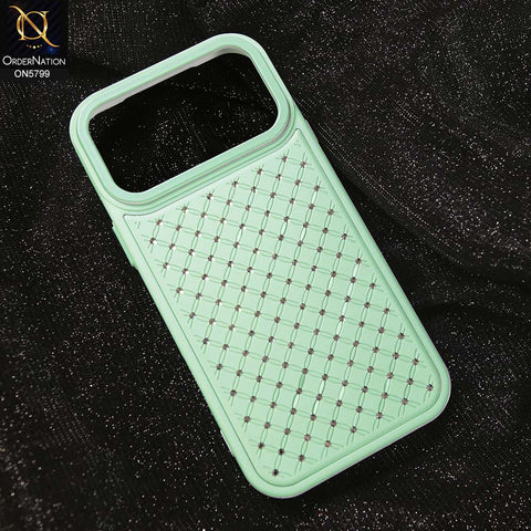 iPhone 17 Pro Max Cover - Light Seafoam Green - New CLassic  Small Shiny Crystals Fine Case With Metal Camera Ring